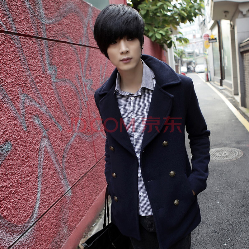 MH 韩国2012男装秋冬新品短款修身翻领<em>呢子</em>风