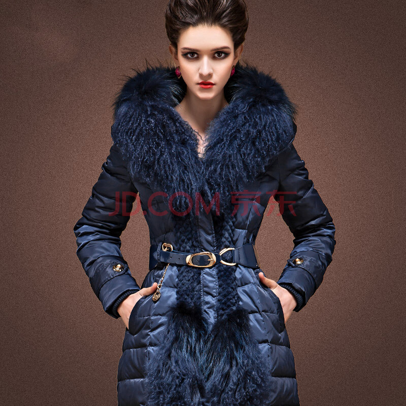 绿蜗GS 2012新款羽绒服奢华超大毛领皮草羽绒