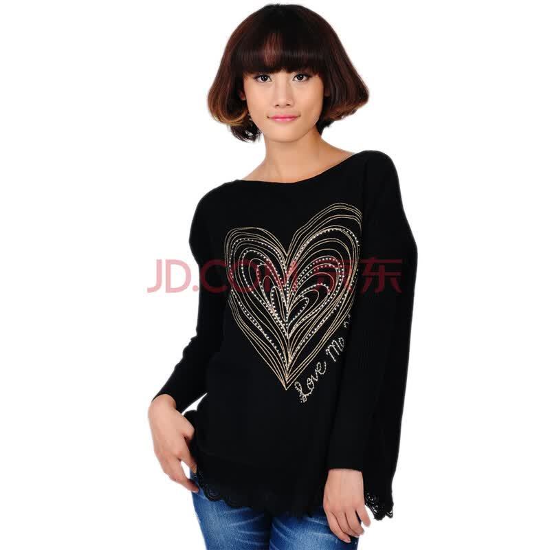 品尚衣然 冬季女装<em>毛衣</em> 韩版宽松 <em>雷丝</em>花边 <em>长款</em>