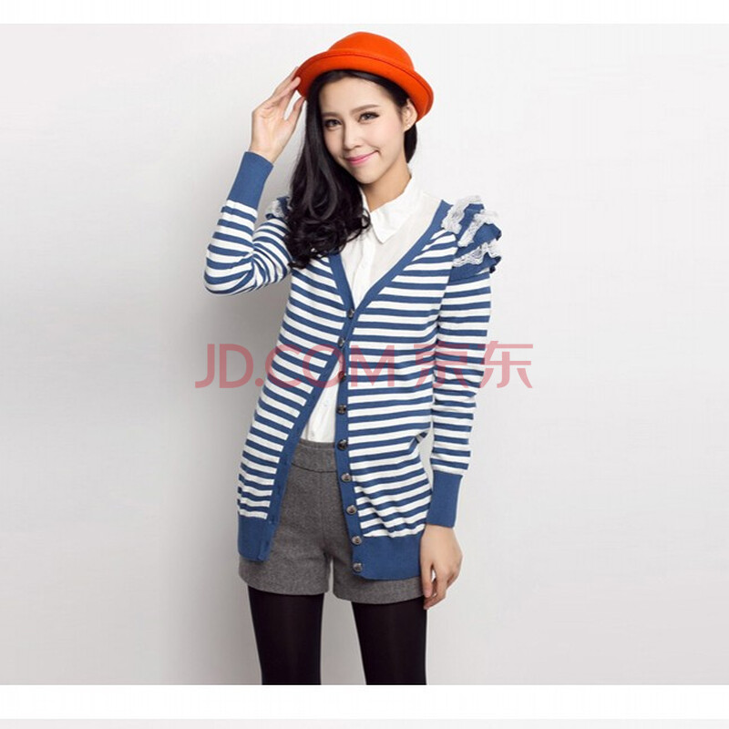 CLOT PLAY秋冬 长款 韩版 <em>蓝白条纹</em> 间色<em>毛衣</em>