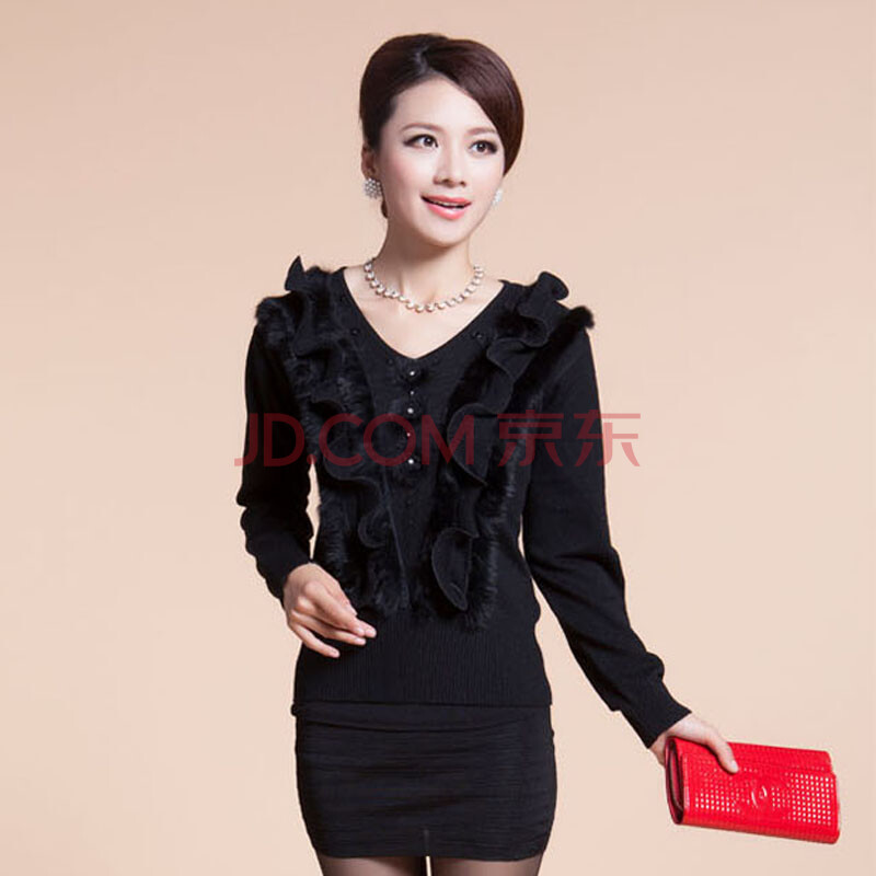 咪萝秋冬装新品 打底衫套头<em>厚毛衣</em>外套 <em>女</em> 羊毛