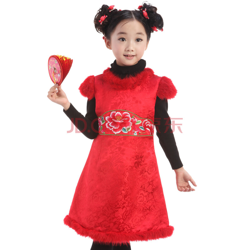汪小荷<em>女</em>童装宝宝新年装<em>儿童</em>绣花<em>背心裙</em>连衣裙