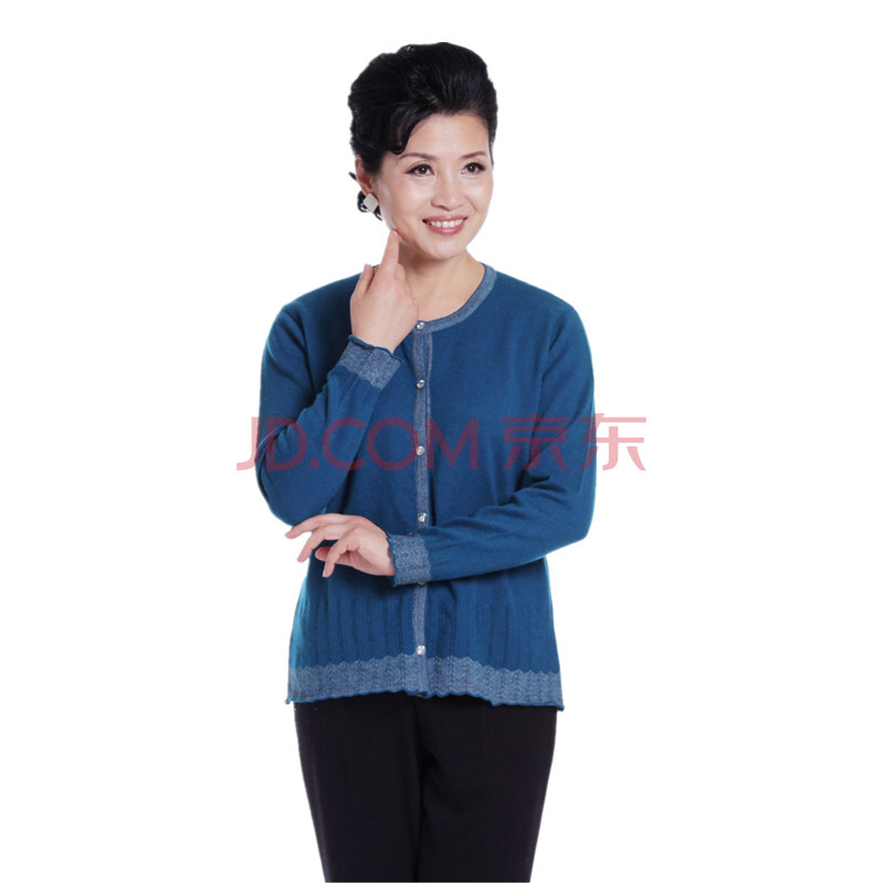 绒特丝纳2013<em>冬季新款</em>中老年水纹<em>开衫羊绒</em>衫