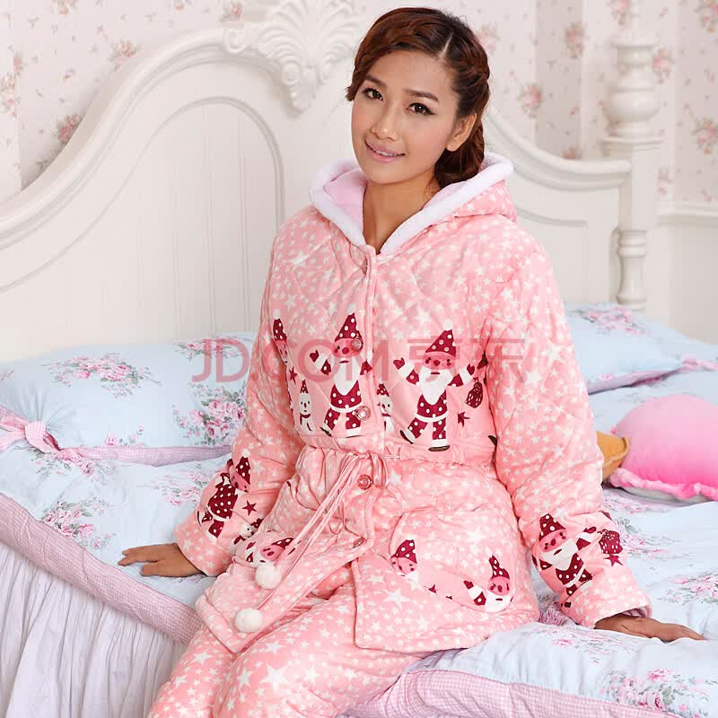 丝蒙妮 2012新款 秋冬珊瑚绒夹棉<em>睡衣加厚</em>特价