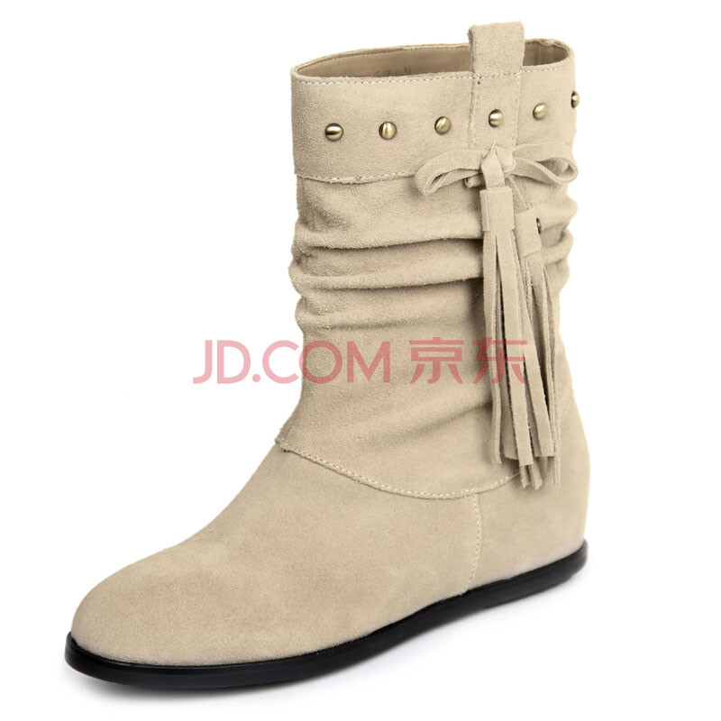 意尔康(YEARCON)女鞋新款女靴时尚铆钉中筒