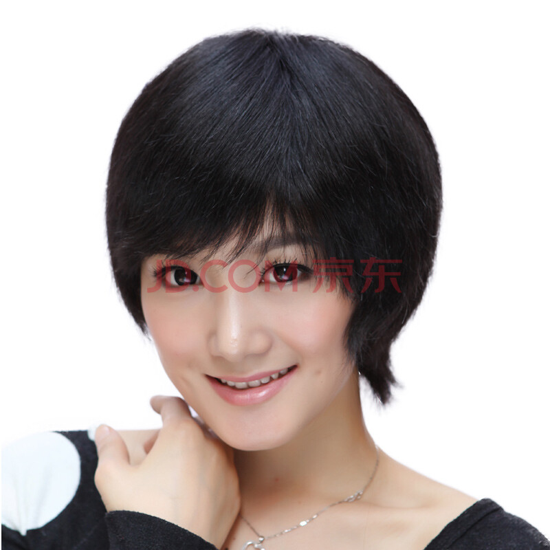 佰丝堂中老年假发 真发 假发套 妈妈短发女士 真