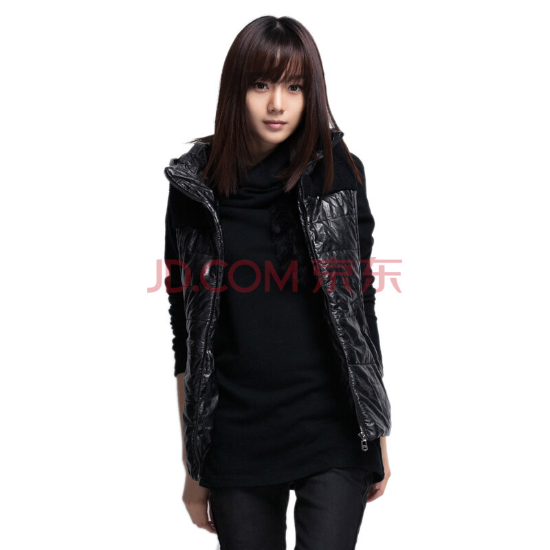 圣迪奥 sdeer 女装针织<em>拼接带帽羽绒马夹</em>1481