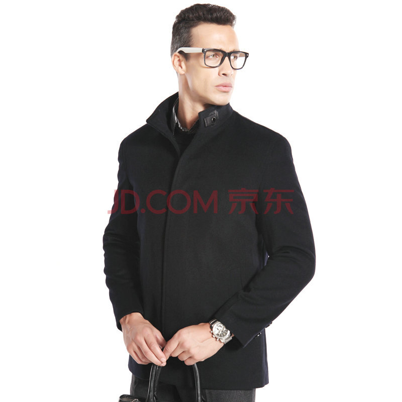 九鹿王 中年男士商务休闲<em>立领</em>呢子大衣 <em>男毛呢</em>