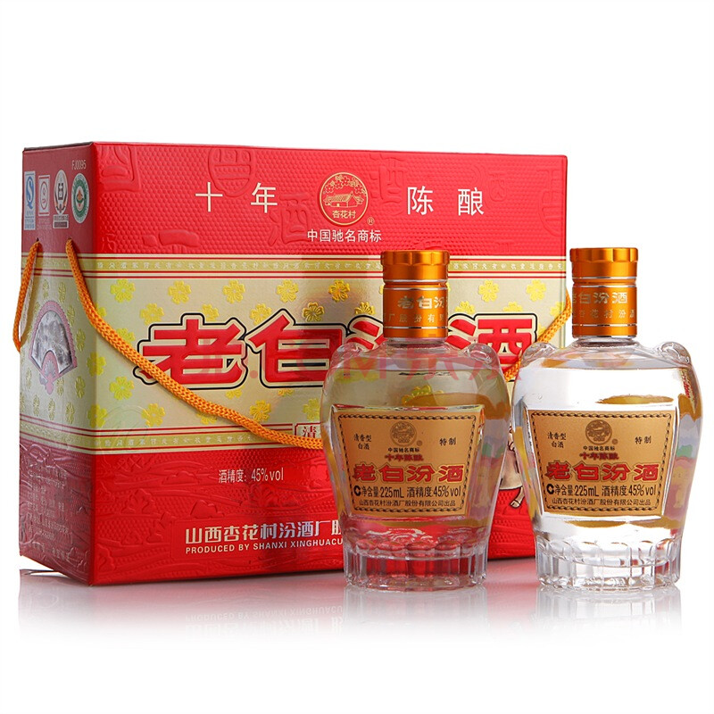 老白汾十年陈酿45度(双礼盒)225ml*2瓶图片