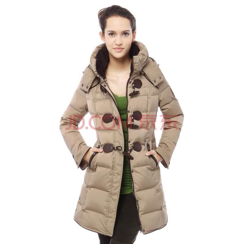 2012新品<em>雅鹿</em>秋冬女羊角扣中<em>长款羽绒服</em>YN2