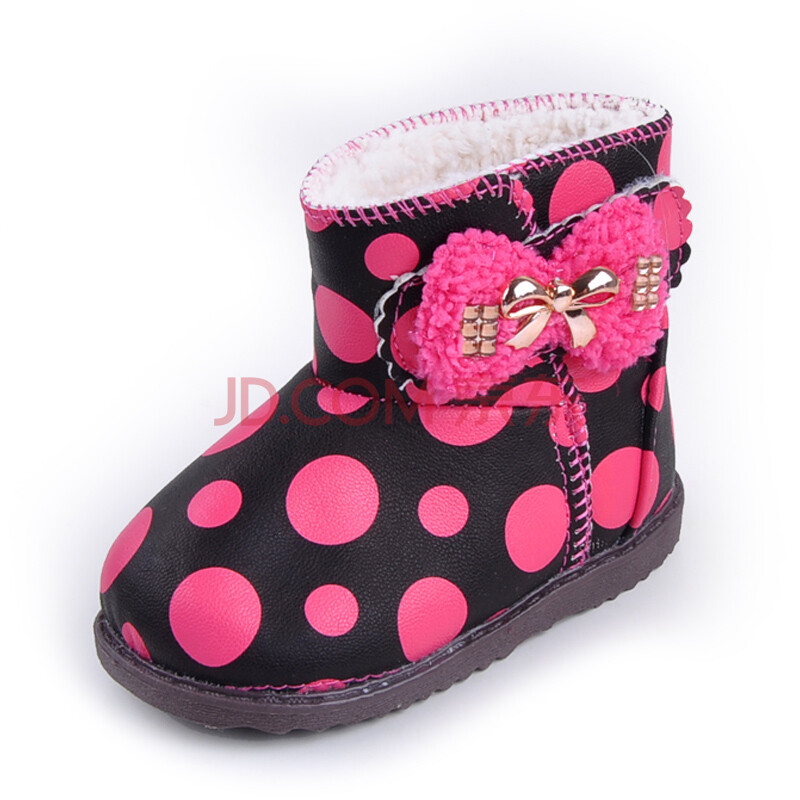 悦美 冬季圆点保暖儿童棉靴棉鞋 宝宝棉靴 儿童