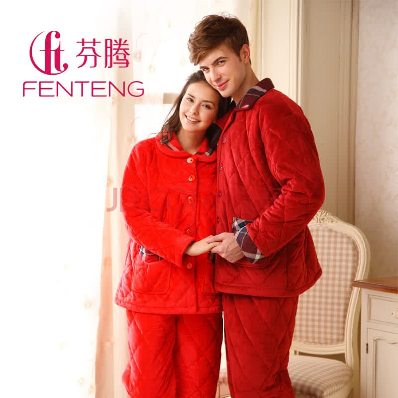 <em>芬腾</em> 秋冬新款情侣珊瑚<em>绒睡衣</em>家居服<em>套装</em> Z87