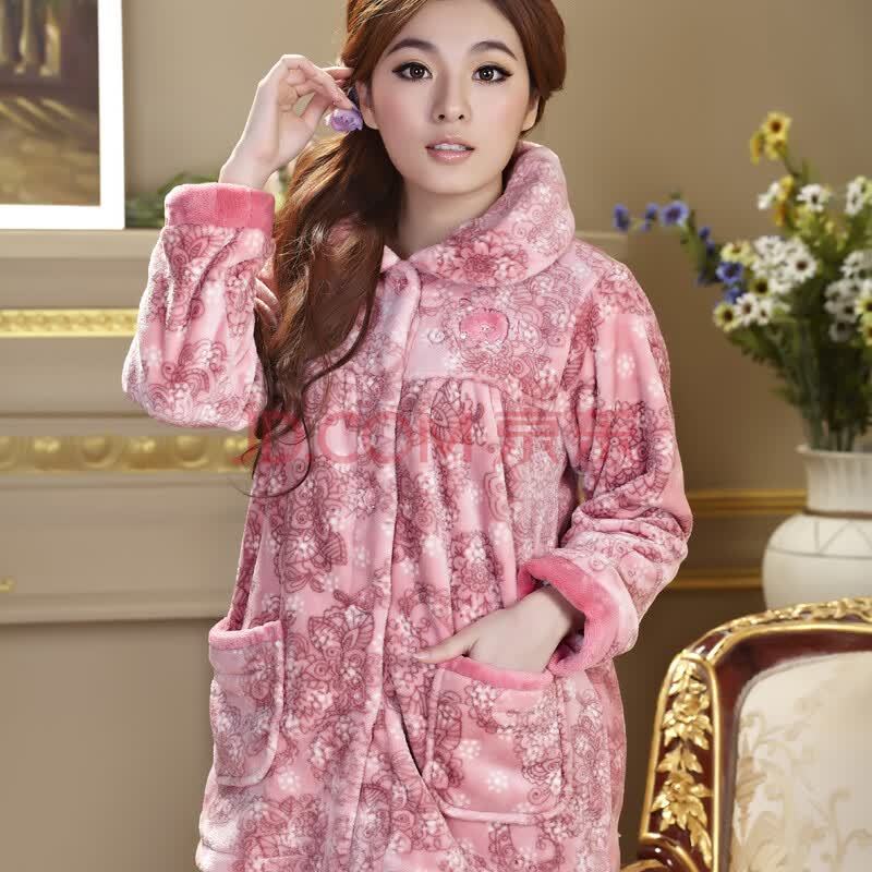莎倩月亮堡<em>加肥加大</em>码<em>睡衣</em>家居服秋冬珊瑚绒睡