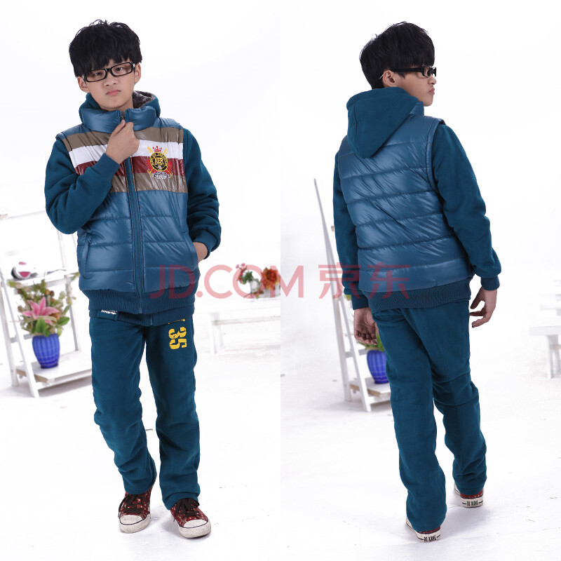 小儿郎男童冬季<em>马甲卫衣三件套</em>A2328 天蓝色
