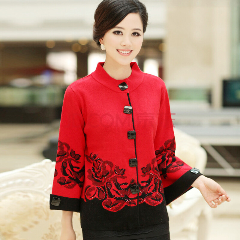 一塘晨<em>中老年女装</em>秋<em>冬装</em>女<em>外套</em>时尚妈妈装羊毛