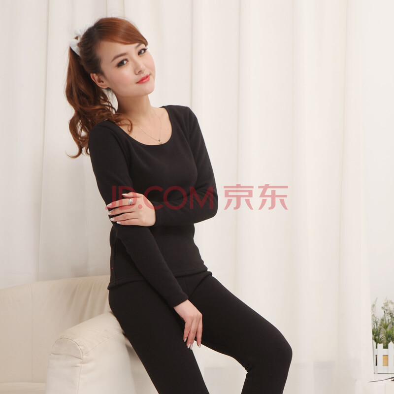 猫人<em>性感地带</em> 热力防寒绒圆领女式套装B9040