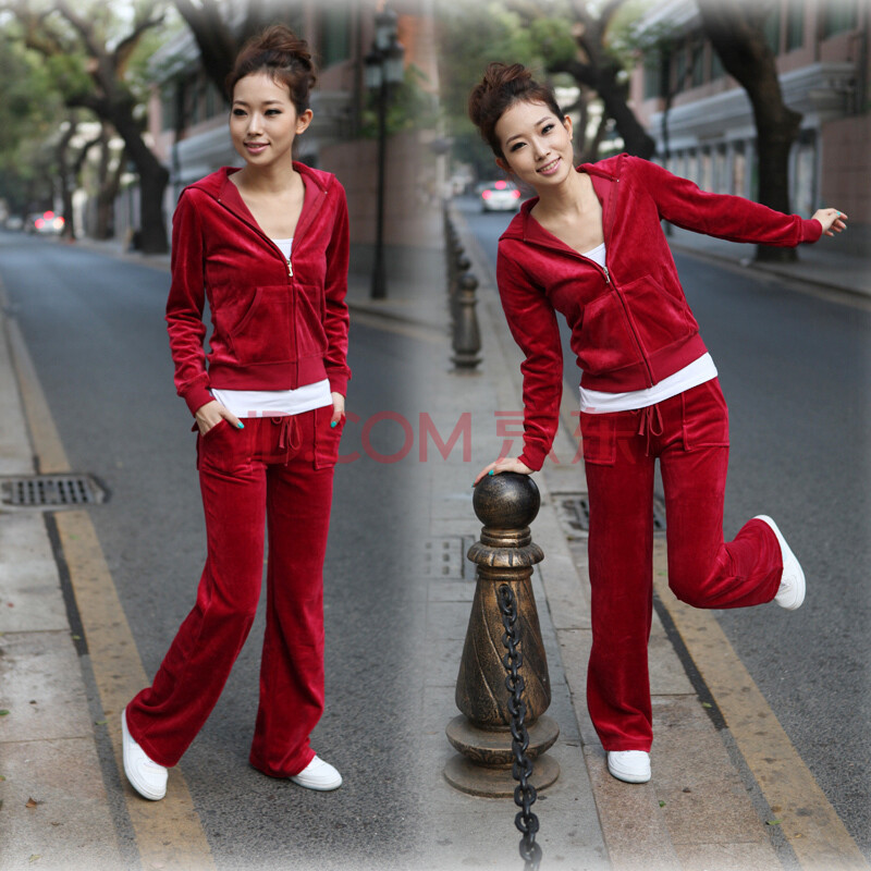 阿诗璐天鹅绒运动套装女2012秋装韩版女装休