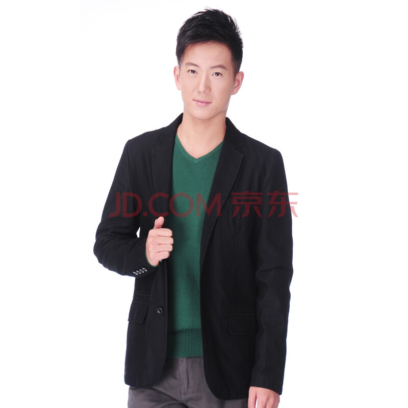真维斯Jeanswest男装净色修身商务休闲装外套