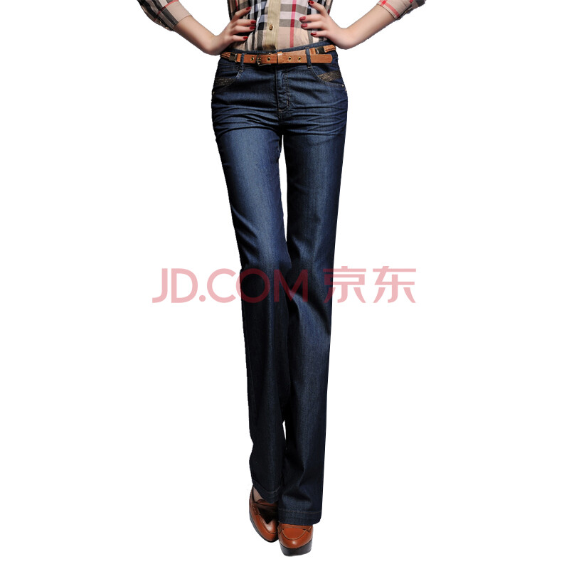 <em>逸阳女裤</em> 弹力显瘦<em>微喇</em>牛仔裤 女ES0325X D0