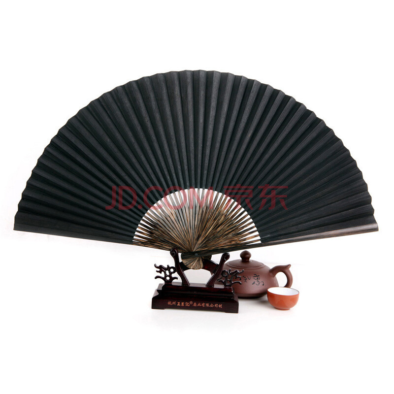 色礼品扇 精品男扇 折扇 工艺扇 丝艺堂全黑黑纸