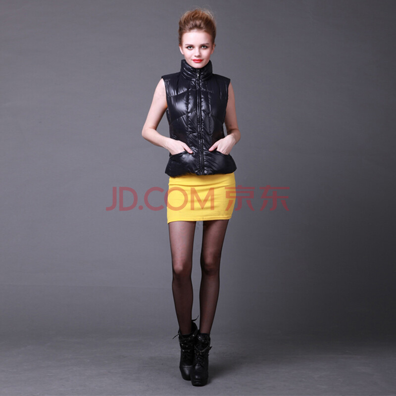 Ange csata<em>羽绒服</em> 女短款<em>马甲羽绒服</em>女款 <em>黑色</em>