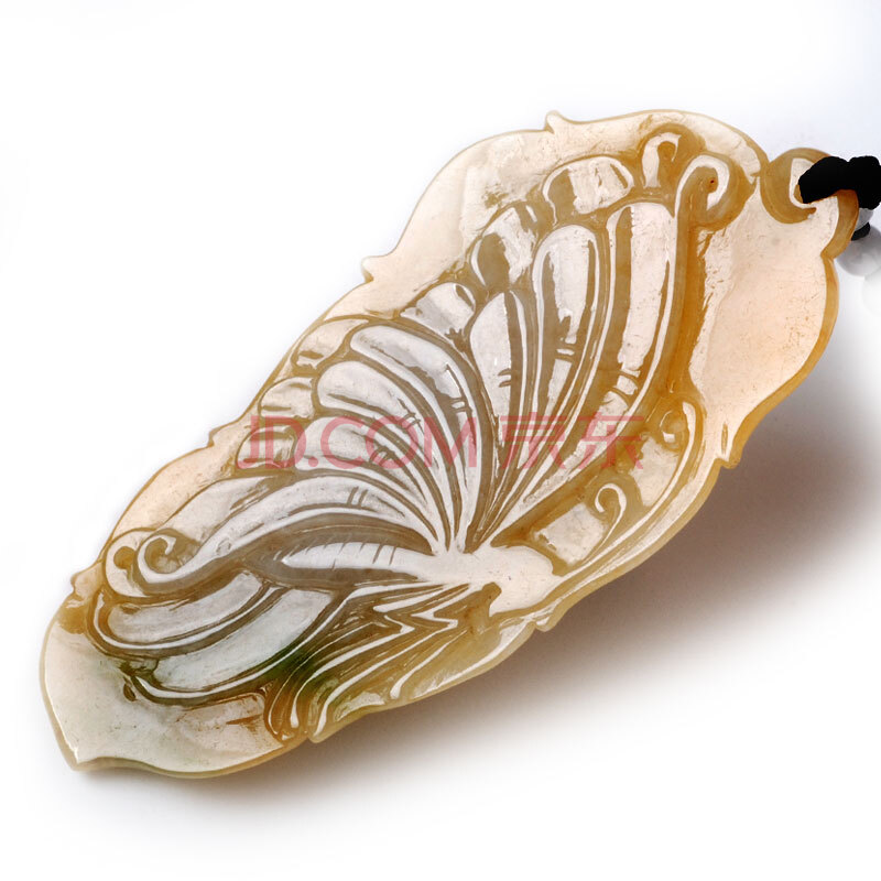 宝 破蛹化蝶A货糯种黄翡翡翠蝴蝶现在<em>挂件玉</em>吊