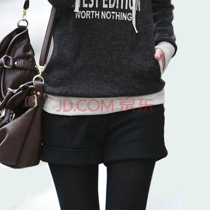 城依品 时尚<em>女士卷边</em>双扣百搭加厚毛呢<em>短裤</em>3色