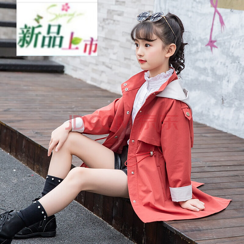 2019新款儿童休闲时尚中长款披肩风衣外套中大童3-15岁小女孩夹克上衣