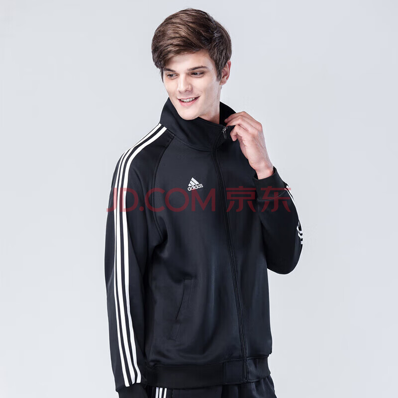 阿迪达斯 （adidas）外套男户外休闲运动夹克防风开衫运动服 黑/白（棉） XL 