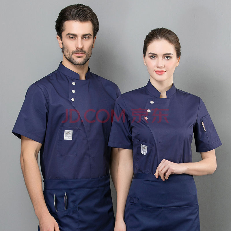 酒店厨师工作服男短袖夏季薄款女后厨房糕点烘焙厨师服装透气纯棉