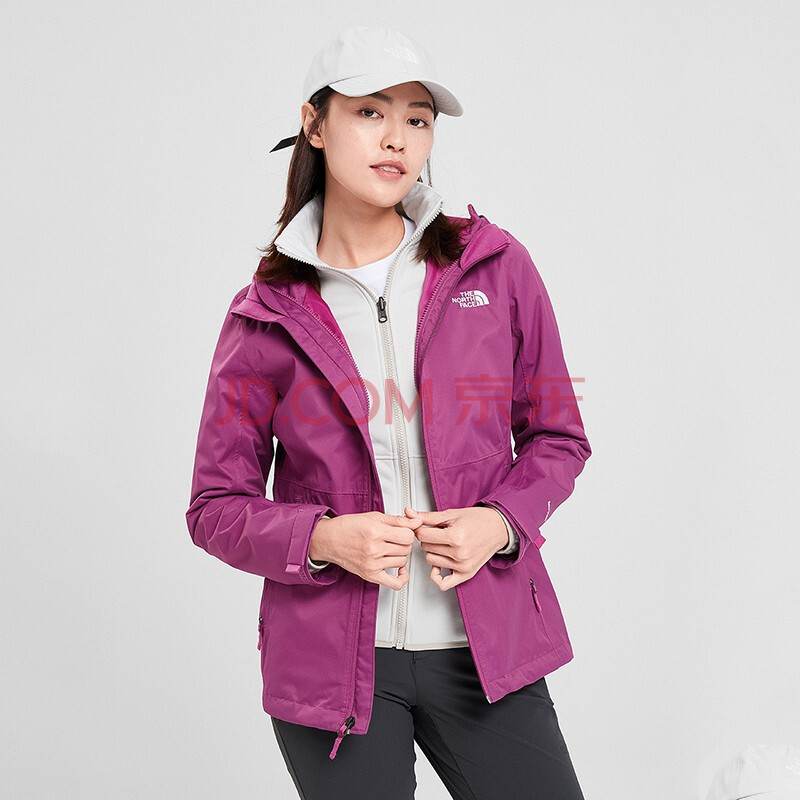 thenorthface北面三合一外套冲锋衣女户外防水保暖上新|4ncz nz2/紫色