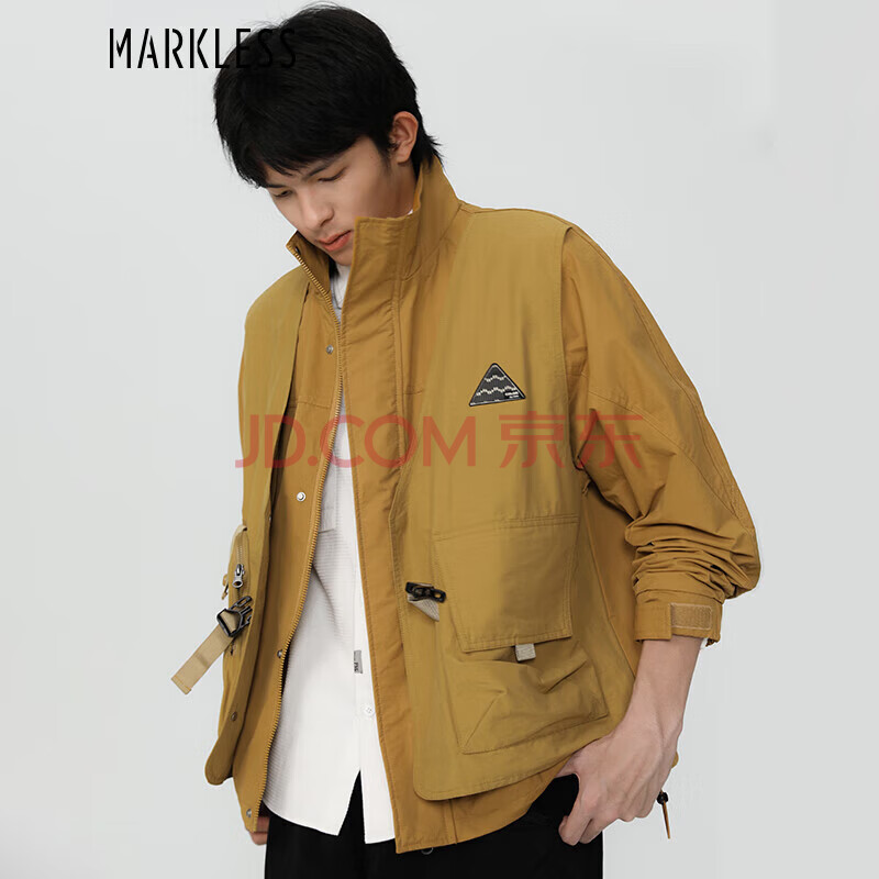 MARKLESS夹克男士春秋款立领宽松工装外套 WTB2166M枫叶黄XXL