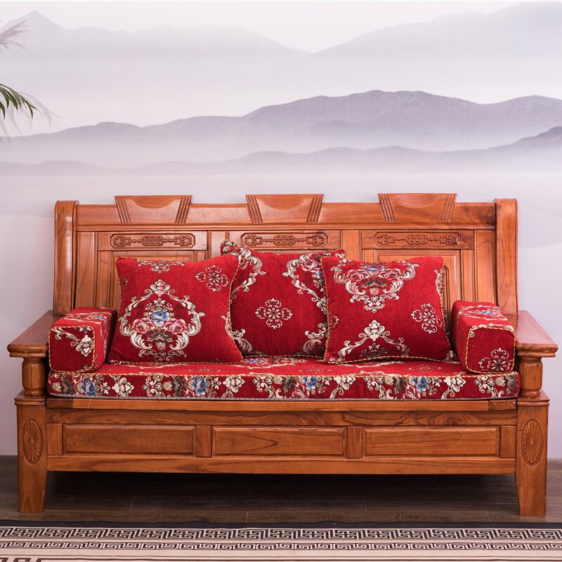 红木沙发坐垫新中式实木沙发垫套高密度海绵防滑春秋椅罗汉床垫子定做