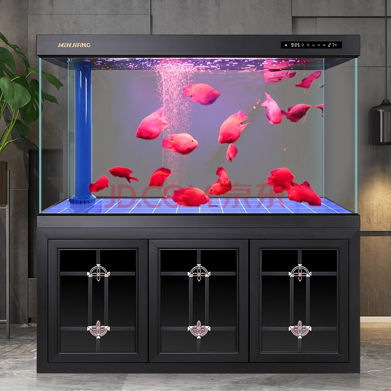 【入户安装】闽江大型超白鱼缸水族箱中式客厅家用落地鱼缸生态懒人免