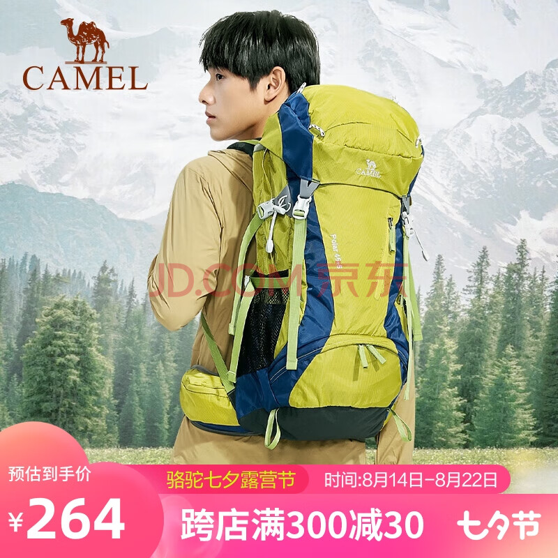 骆驼（CAMEL）背包登山包男女户外专业徒步轻量大容量双肩包 1J322C7668 绿色