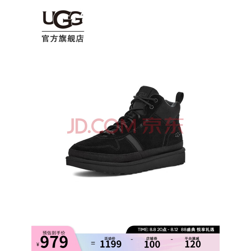 UGG2023秋季男士舒适平底纯色经典系带圆头时尚休闲鞋1144054