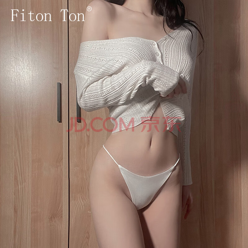 FitonTon丁字裤女经典款T裤性感一片式比基尼火辣运动三角内裤女 白色 S