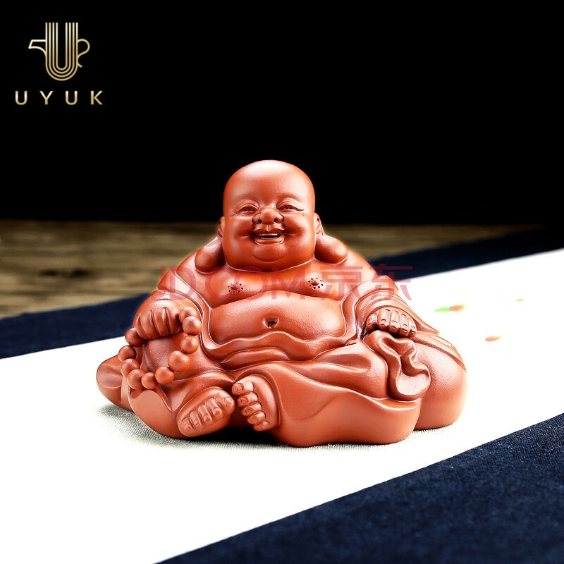 uyuk 紫砂弥勒佛茶宠笑口常开中式纯手工制作佛像摆件