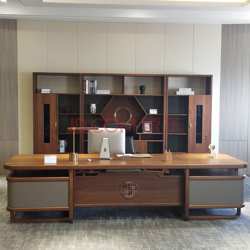 ph)中式实木油漆老板桌总裁桌现代创意办公家具单人老板办公桌大班台