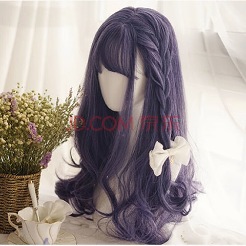 紫色日系lolita软妹jk假发女长卷发大波浪二次元逼真自然cos假毛 紫色