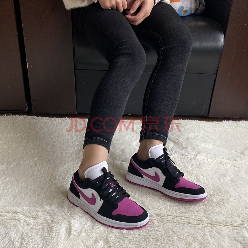 耐克air jordan 1 low aj1黑粉紫脚趾低帮板鞋运动鞋 女鞋dc0774-005