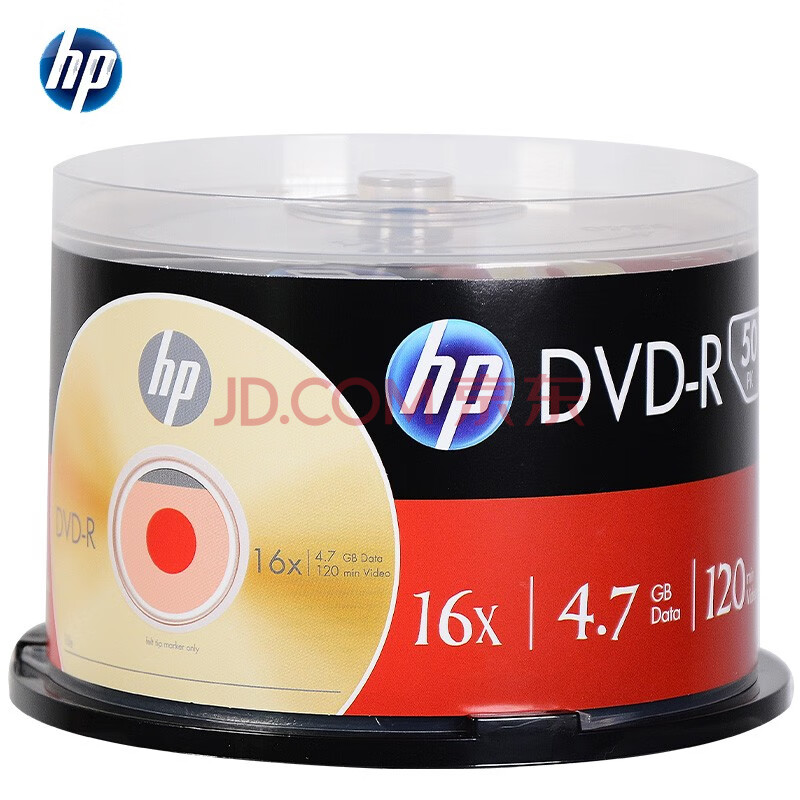 惠普（HP） DVD-R 光盘/刻录盘 空白光盘 16速4.7GB 桶装50片 台产