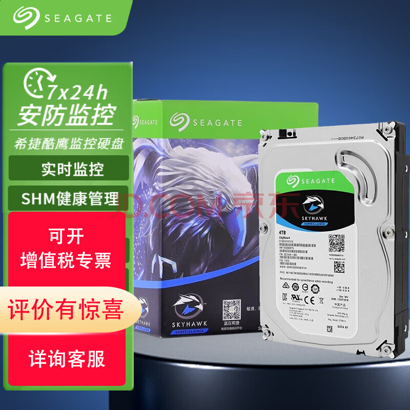 希捷（SEAGATE） 监控硬盘 希捷酷鹰 安防监控录像机用 SATA接口 3.5英寸 4TB ST4000VX013 低功耗版