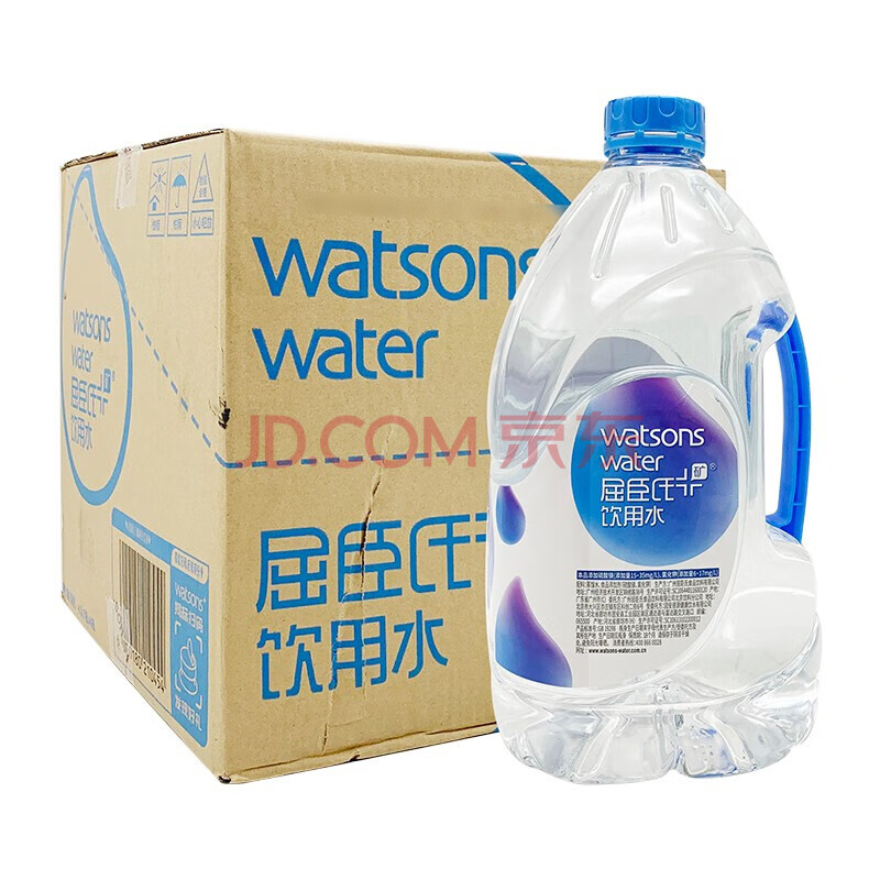 屈臣氏 蒸馏水桶装用水饮用水 4.5l*4桶*5箱 矿物质饮用水水 蓝桶