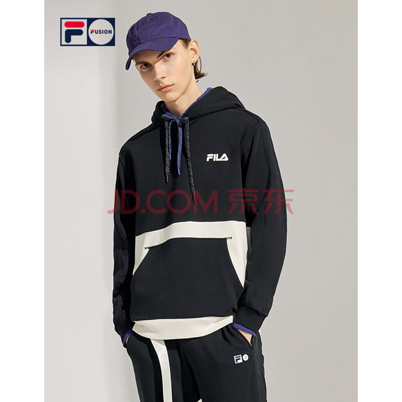 斐乐2021新款上市,斐乐2021秋装新款 fila斐乐 fusion 系列官方连帽卫衣男子2021春季新款休闲套头衫基础版