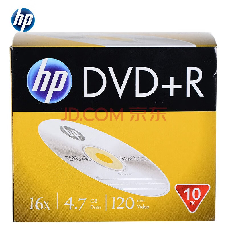 惠普（HP） DVD+R 光盘/刻录盘 空白光盘 16速4.7GB 盒装10片