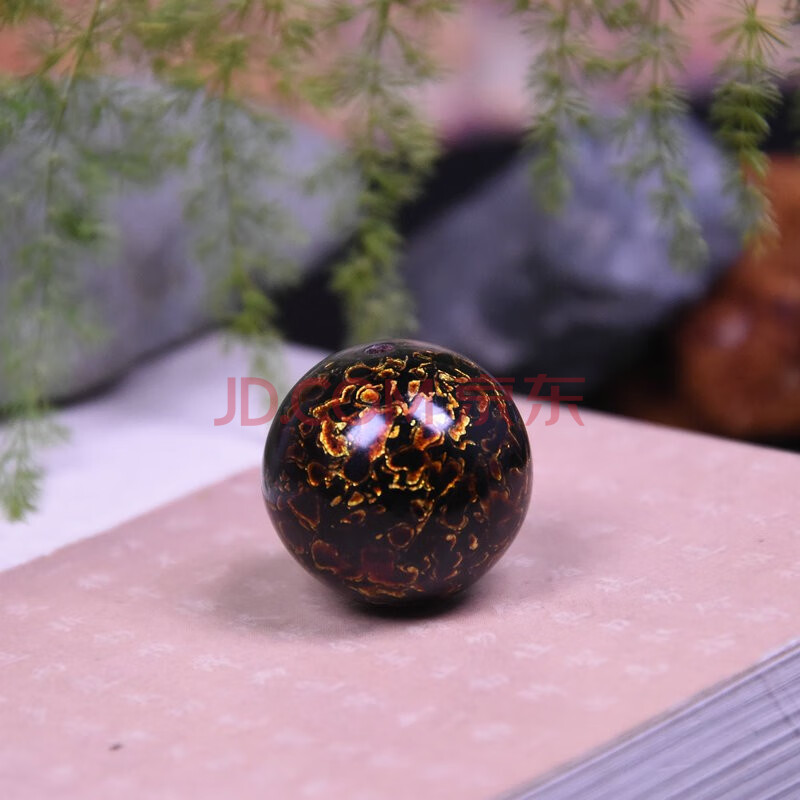 五福缘起大漆珠手串单珠多宝珠文玩配饰diy2.0螺钿犀皮漆器 黑金(2.