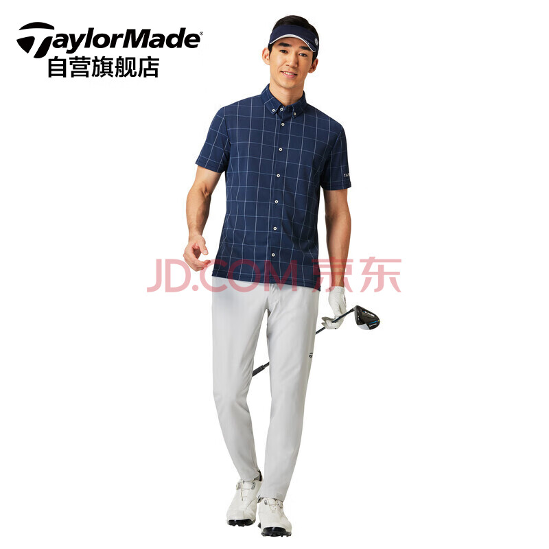 泰勒梅taylormade高尔夫球衣男士夏季短袖高尔夫衬衫 高尔夫夏季服装N92505 深蓝色O