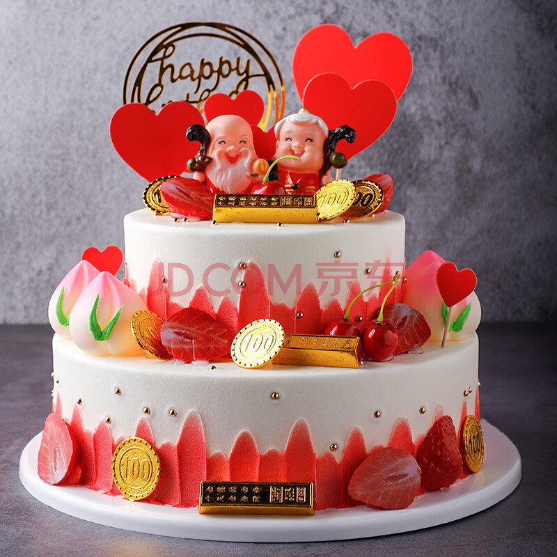 双层祝寿老人生日蛋糕模型仿真2020新款网红塑胶假蛋糕样品 t242 16