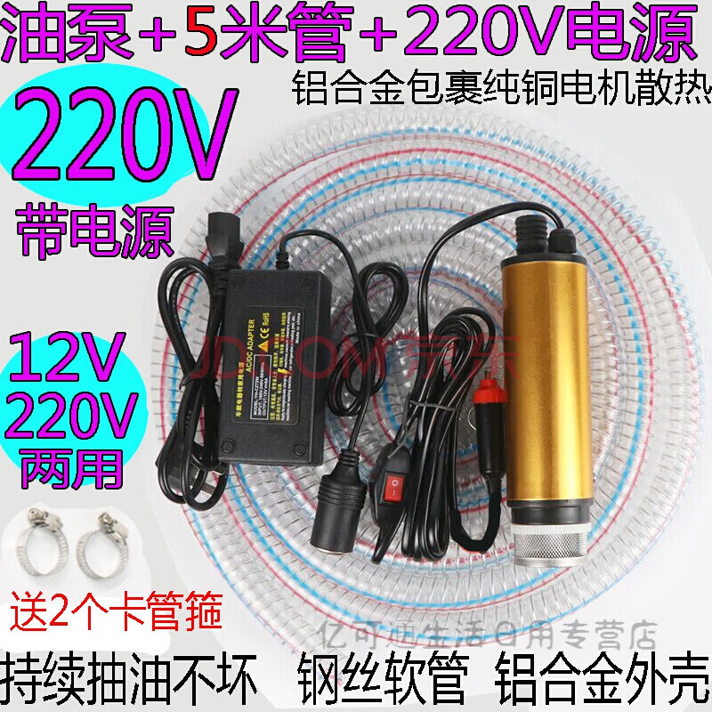 抽油泵柴油12v24伏220v电动抽水抽油神器小型吸油泵加油枪加油机 220v